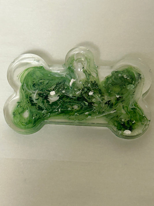 Clear w green swirl Animal tag