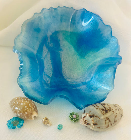 Beautiful Decorative Blue, teal & white bowl